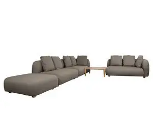 Cane-Line - Capture hjørnesofa m/bord & chaiselong - Cane-line AirTouch hynder - Taupe 
